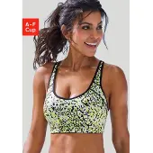 LASCANA Sport-BH ACTIVE, Damen, Gr. 85, Cup E, schwarz (schwarz, print), Microtouch, Obermaterial: 76% Polyamid, 24% Elasthan, BHs Sport-BH, mit integrierten Schalen im Cup