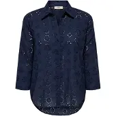 JDY Hemdbluse "JDYTALLIE 3/4 LONG SHIRT WVN NOOS" mit Lochstickerei-Detail