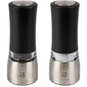 Peugeot Daman Electric, Salz- und Pfeffermühlen-Set, Schwarz, Edelstahl, Transparent, Acryl, Edelstahl, 160 mm, Frankreich
