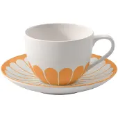 Villeroy & Boch Tasse "Kaffeetasse mit Untertasse Fleur Couleur 160 ml", gelb (soleil), 1 tlg., Porzellan, Trinkgefäße, Tasse