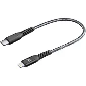 Cellularline Tetra Force Cable 15cm - USB-C to Lightning, 0,15 m, Lightning, USB C, Stecker, Stecker, Schwarz