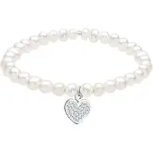 Elli Armkette "Armband Süßwasserzuchtperlen Herz Kristalle Weiß 925 Sterling Silber" Gr. 180, weiß, Armbänder, Damen, 180, Silber 925 (Sterlingsilber), Armkette
