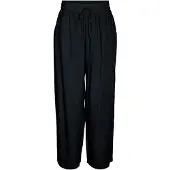 Noisy May Jogger Pants "NMLEILANI NW LOOSE PANTS WVN NOOS", Damen, Gr. L, N-Gr, schwarz, Web, Obermaterial: 77% Viskose, 23% Leinen, unifarben, regular fit knöchellang, Hosen Jogger Pants