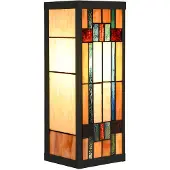 LumiLamp 5LL-6362, Wandlampe im Tiffany-Stil, beige-braun, 14x16x40cm, Fassung E27, Material: Glas und Metall