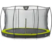 Exit Silhouette Trampolin ø427cm, mit Sicherheitsnetz, Bodentrampolin, Rund, für Kinder, Grün