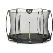 Exit Silhouette Bodentrampolin rund ø244 cm mit Sicherheitsnetz zum Eingraben im Garten, für Kinder, inklusive Bodenanker, schwarz