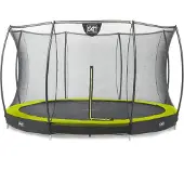 Exit Silhouette Trampolin ø366cm, mit Sicherheitsnetz, Bodentrampolin, Rund, für Kinder, Grün