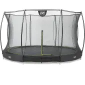Exit Silhouette Bodentrampolin rund ø366 cm mit Sicherheitsnetz zum Eingraben im Garten, für Kinder, inklusive Bodenanker, schwarz