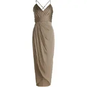 Vera Mont Abendkleid "Abendkleid mit Raffung", Damen, Gr. 36, EURO, braun (turf), 100% Polyester PES., Kleider Abendkleid