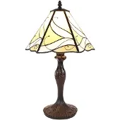 LumiLamp Clayre & Eef Tiffany Tischlampe Ø 31x43 cm Beige Weiß Glas