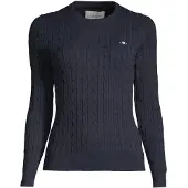 Gant Strickpullover "STRETCH COTTON CABLE C-NECK" mit Logostickerei auf der Brust