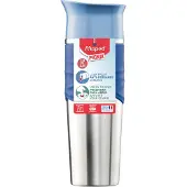 Maped Picnik Concept Adult Thermo-Becher, 330 ml, Isolierbecher mit weicher Silikon-Manschette, Dekor: blau