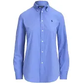 Ralph Lauren für Damen. 211941509001 Fil-à-fil Hemd aus blauer Stretch-Baumwolle (38), Lässig, Langarm