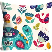 Queence Dekokissen "Ilma", bunt (bunt, bedruckt), B:40cm L:40cm, Polyester, Dekokissen_Sitzkissen_Kissenhüllen, Dekokissen, mit einer orientalischen Katze