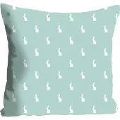 Queence Dekokissen "Michelle", grün (pastellmint, bedruckt), B:40cm L:40cm, Polyester, Dekokissen_Sitzkissen_Kissenhüllen, Dekokissen, mit Hasen