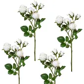 Creativ Green Kunstblume , weiß, H:39cm, Kunststoff, Polyester, Kunstpflanzen, Kunstblume, 4er Set
