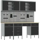 vidaXL Werkbank mit Speicher 10 pcs Schwarz Ingenieure Holz und Stahl