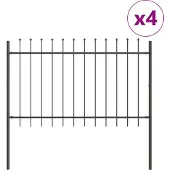 vidaXL Gartenzaun WOERDEN 4 stk. 6,8 x 1 m Pulverbeschichteter Stahl