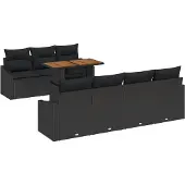 vidaXL Gartensofa-set 8 Stk. Schwarz und Braun