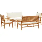 vidaXL Gartensofa-set 5 Stk. 4-Sitzanzahl Braun Massivholz Akazie