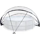 Exit Ground Dome Poolüberdachung rund 550 cm in Kuppelform, für Frame-, Stahlwand- und aufblasbare Aufstellpools, mit 12 Bodenankern