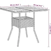 vidaXL Gartentisch mit Akazienholz-Platte Grau 80x80x75 cm Poly Rattan
