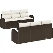 vidaXL Gartensofa-set 7 stk. Braun Poly-Rattan