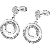 Lotus Paar Ohrstecker "Essentials", silber (edelstahlfarben, kristallweiß, kristallweiß), Ohrringe, Damen, 18mm, Edelstahl, Paar Ohrstecker, mit Glasstein