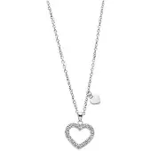 Lotus Herzkette "Essentials - Herz", silber (edelstahlfarben, kristallweiß), Halsketten, Damen, Edelstahl, L: 45, Herzkette, mit Glasstein