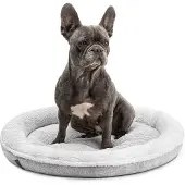 Lionto Hundebett in weichem Doughnut-Design mit Plüsch & Anti-Rutsch-Boden, Bezug waschbar, 65 cm Durchmesser, grau