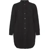 Vero moda Jeanskleid "VMSILA LS SHORT DRESS MIX GA CURVE NOOS", Damen, Gr. 52, N-Gr, schwarz, Obermaterial: 100% Lyocell (TENCELTM), figurbetont, Kleider Jeanskleid