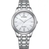 Citizen Solaruhr , silber (silberfarben, weiß, weiß), Armbanduhren, Damen, silberfarben, Solaruhr, Armbanduhr, Damenuhr, Edelstahlarmband, Batterie-Entladungsanzeige