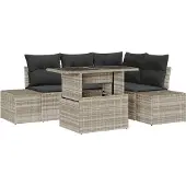 vidaXL Gartensofa-set 5 stk. Hellgrau Poly-Rattan