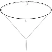 Elli Choker "Halskette Choker Layer Anhänger Dreieck 925 Sterling Silber" Gr. 36, silber, Halsketten, Damen, Silber 925 (Sterlingsilber), Choker