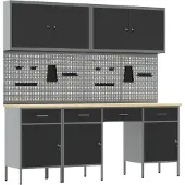 vidaXL Werkbank mit Speicher 10 pcs Schwarz Ingenieure Holz und Stahl
