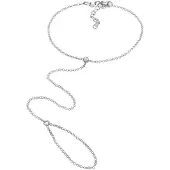 Elli Armkette "Armband Handchain mit Glas Kristalle Weiß 925 Sterling Silber" Gr. 160, silber, Armbänder, Damen, Silber 925 (Sterlingsilber), Armkette