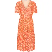 Soaked in luxury Jerseykleid "Damen Jerseykleid SLAldora", Damen, Gr. S, N-Gr, orange (tangerine tango leaf), Obermaterial: 95% Polyester PES. 5% Elasthan EL., Kleider Jerseykleid