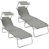 vidaXL Sonnenliege 2 stk. Polyester Grau