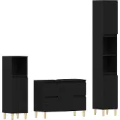 vidaXL Badezimmermöbel-Set 3 Stk. Schwarz Eichen-Optik