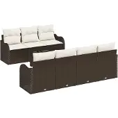 vidaXL Gartensofa-set 8 Stk. 7-Sitzanzahl Braun und Creme