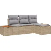 vidaXL Gartensofa-set 4 stk. Beige Poly-Rattan