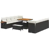 vidaXL Gartensofa-set 12 Stk. 12-Sitzanzahl Schwarz und Creme