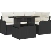 vidaXL Gartensofa-set 5 stk. Schwarz Poly Rattan