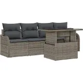 vidaXL Gartensofa-set 5 stk. 4-Sitzanzahl Grau Poly Rattan