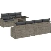 vidaXL Gartensofa-set 8 Stk. 7-Sitzanzahl Grau Poly Rattan