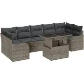 vidaXL Gartensofa-set 8 stk. 7-Sitzanzahl Grau Poly Rattan