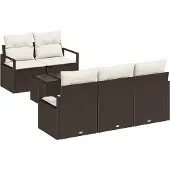 vidaXL Gartensofa-set 6 stk. 5-Sitzanzahl Braun und Creme Poly-Rattan