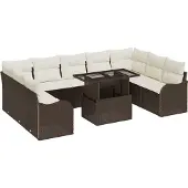 vidaXL Gartensofa-set 10 stk. 9-Sitzanzahl Braun Poly Rattan