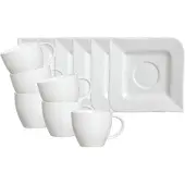 Ritzenhoff & Breker Tasse "Kaffeetassen mit Untertassen Melodie 190 ml 6er Set weiß", weiß, 12 tlg., Porzellan, Trinkgefäße, Tasse