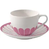 Villeroy & Boch Tasse "Kaffeetasse mit Untertasse Fleur Couleur 160 ml", pink (cassis), 1 tlg., Porzellan, Trinkgefäße, Tasse
